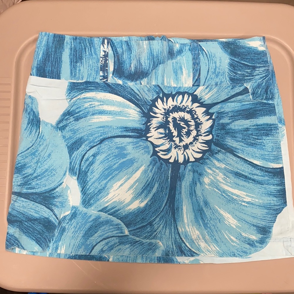 Vintage Blue asphalt teal floral skirt size 5 w back zip
